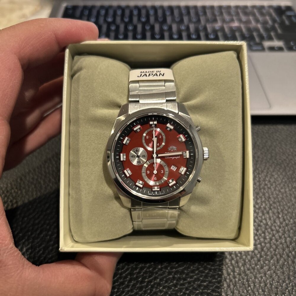 ORIENT Sports Quartz Red Dial Chronograph 43mm Mens Watch WV0481TT